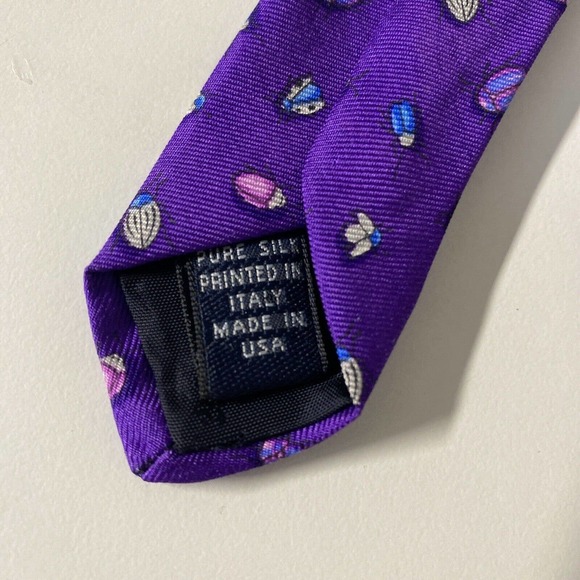 Brooks Brothers Makers Purple Beetle Lady Bug Tie Necktie Silk 58" 4" - Picture 6 of 6